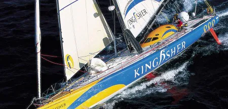 2001 Ellen MacArthur and her Open 60 Kingfisher finish second in the Vendee Globe